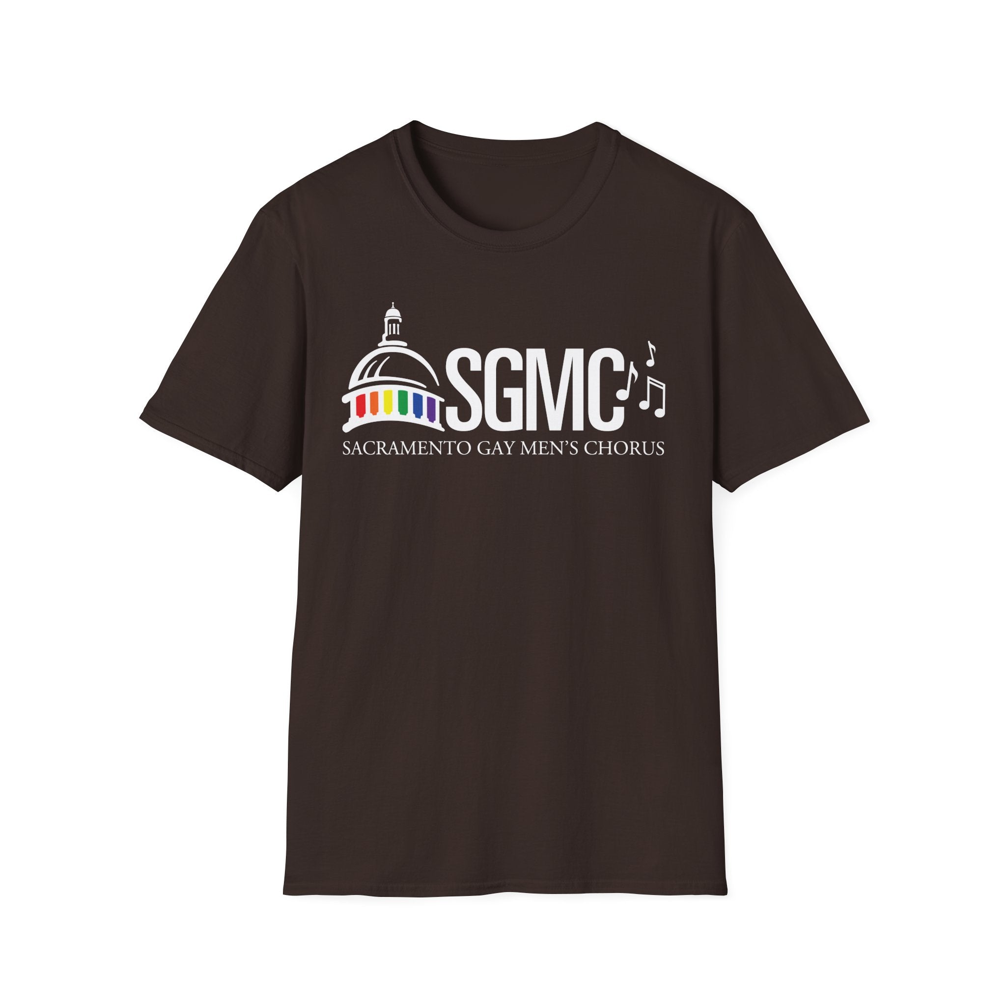 SGMC Rainbow Logo T-Shirt — Sacramento Gay Men’s Chorus Concert Tee