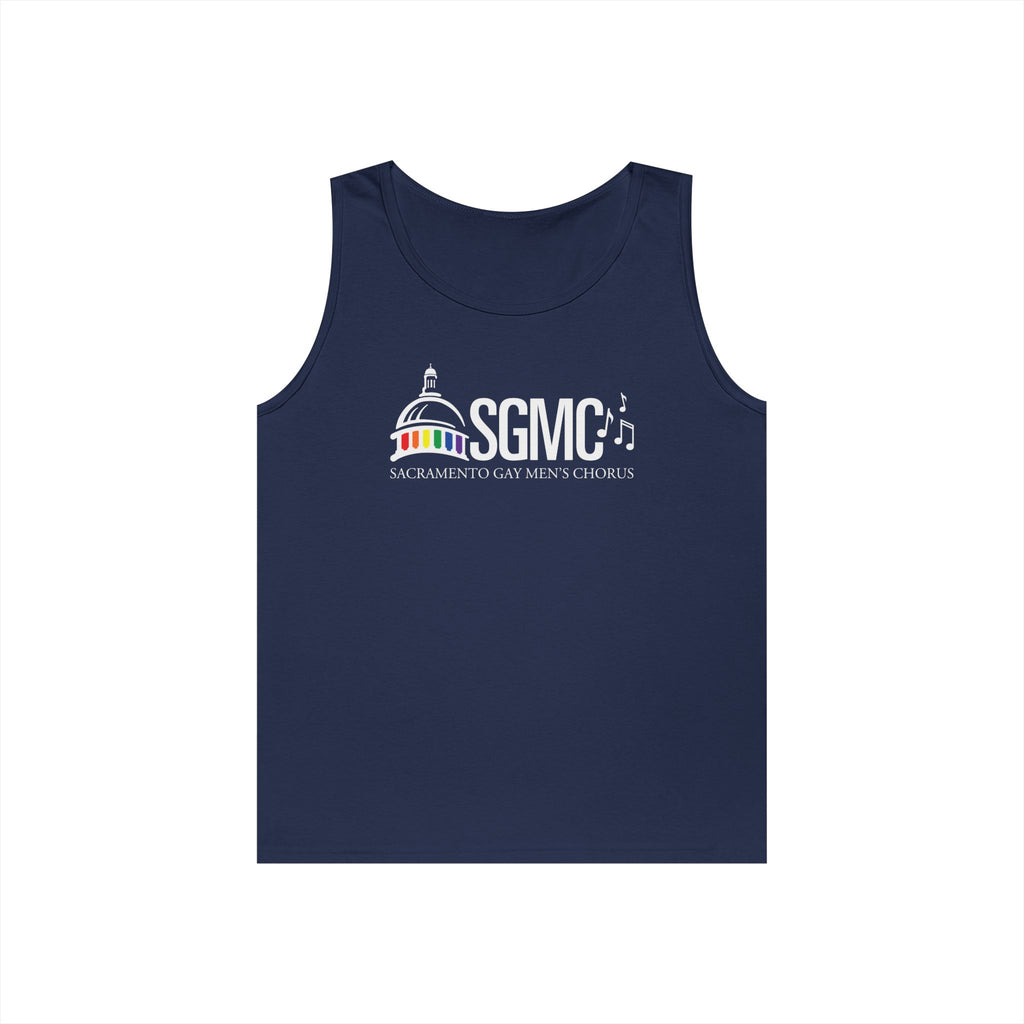 Navy tank top with SGMC logo on a white background